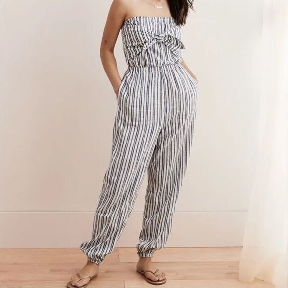 aerie Pants - NWT Aerie Striped Smocked Strapless Jumpsuit XS